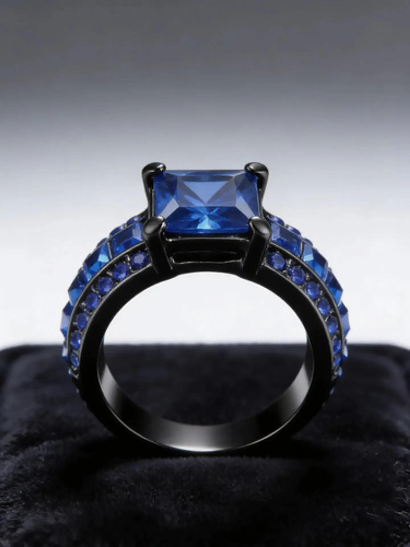 Anillo Vintage Moderno Negro Para Mujeres Con Piedra Lujo 11