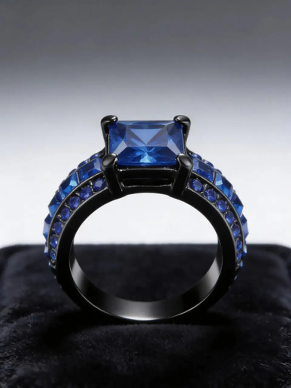 Anillo Vintage Moderno Negro Para Mujeres Con Piedra Lujo 11