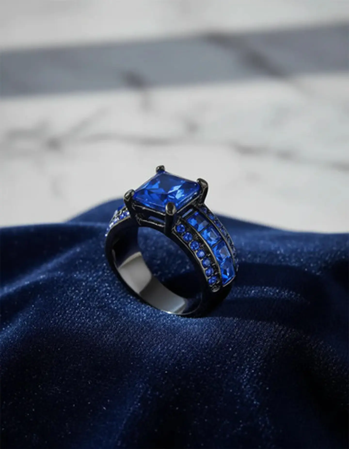 Anillo Vintage Moderno Negro Para Mujeres Con Piedra Lujo 12