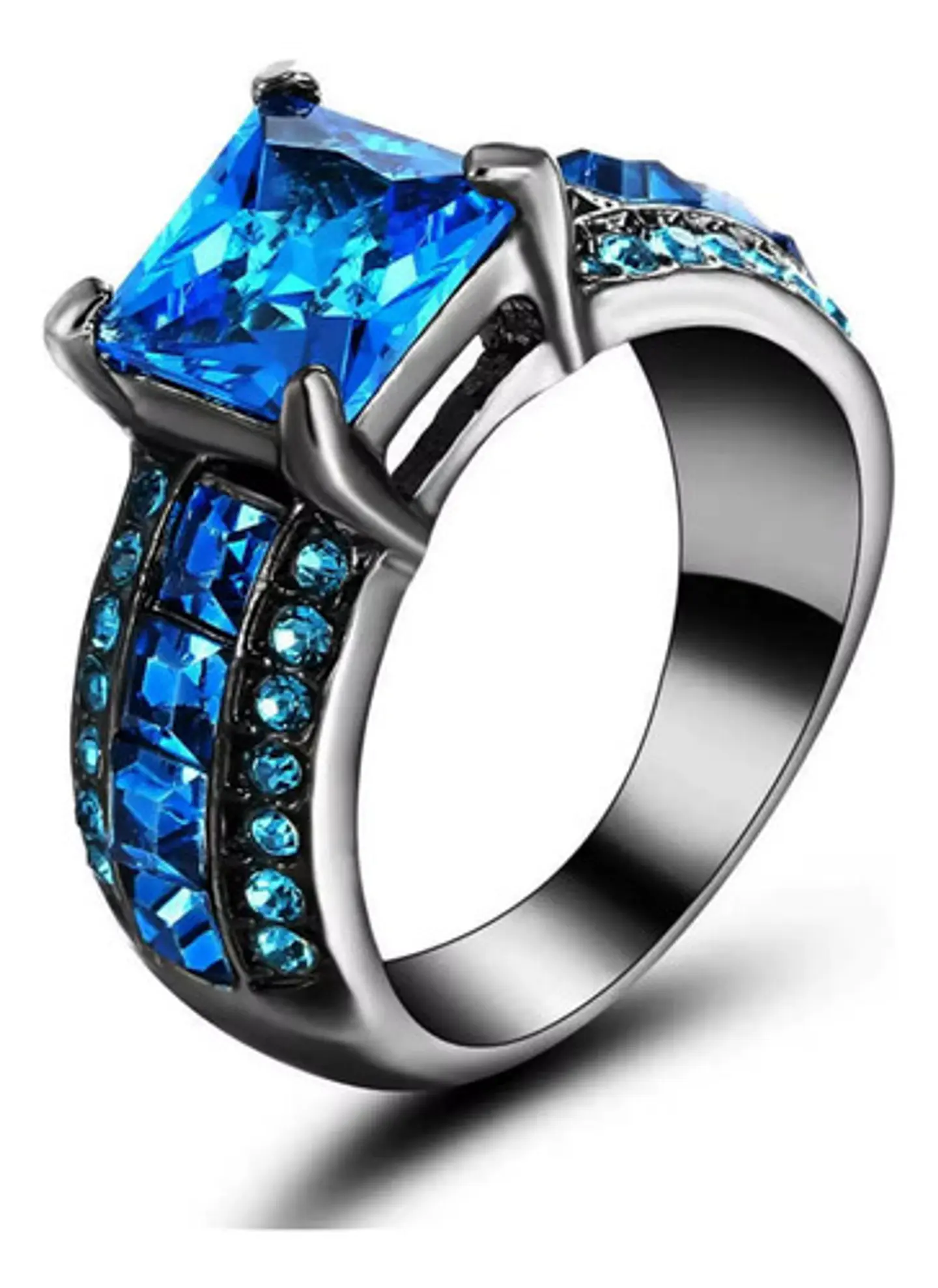 Anillo Vintage Moderno Negro Para Mujeres Con Piedra Lujo 16