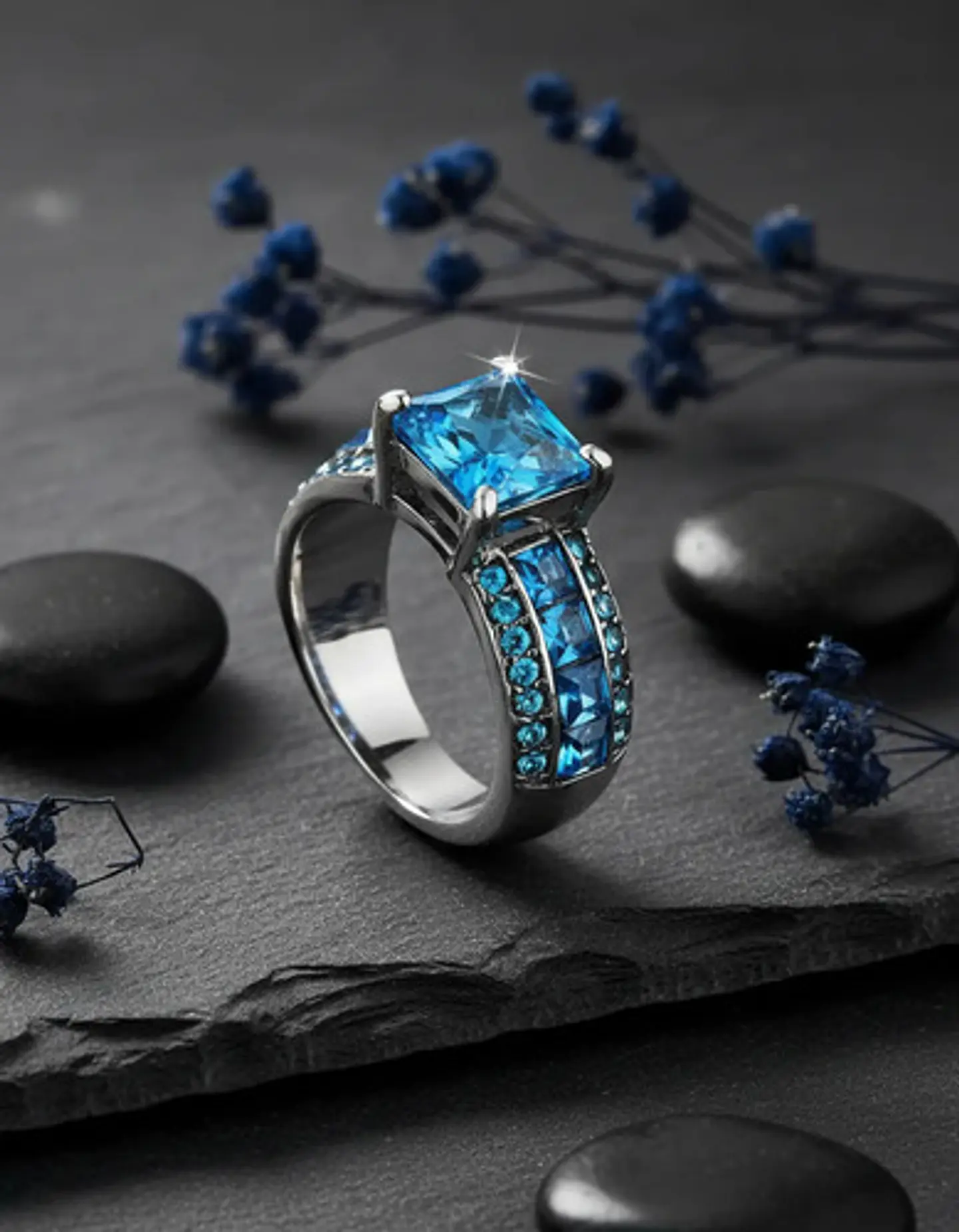Anillo Vintage Moderno Negro Para Mujeres Con Piedra Lujo 20