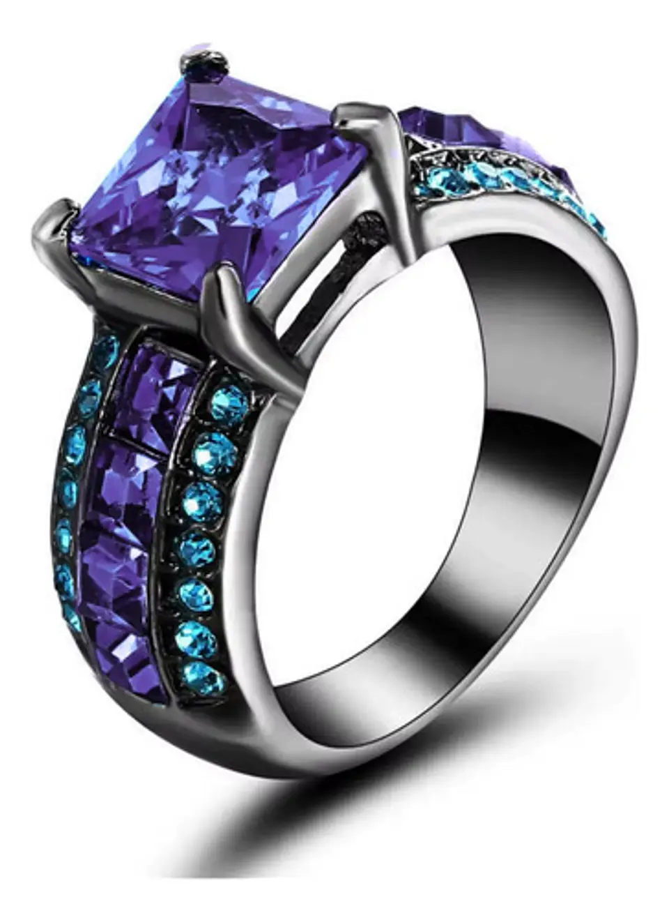 Anillo Vintage Moderno Negro Para Mujeres Con Piedra Lujo 24