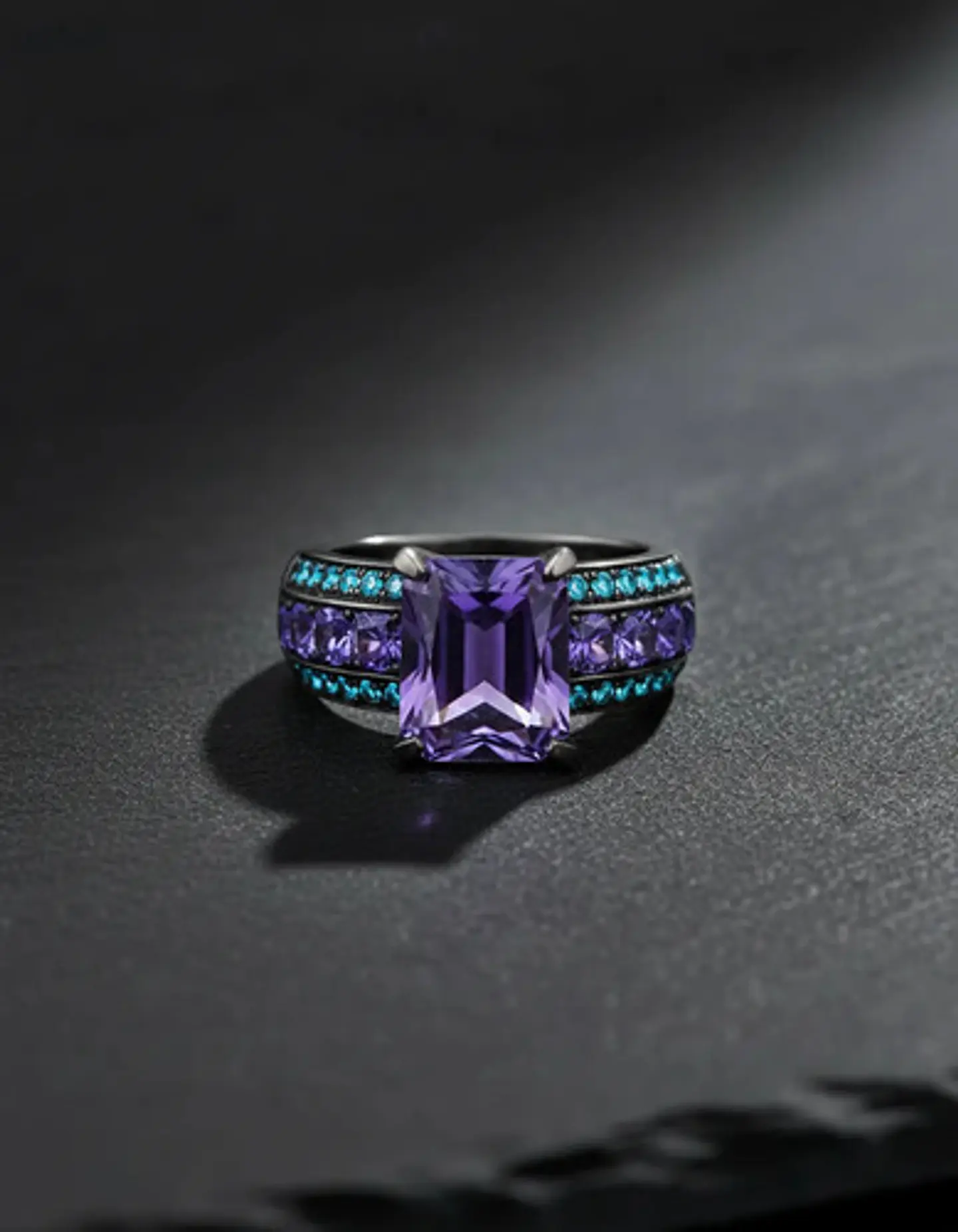 Anillo Vintage Moderno Negro Para Mujeres Con Piedra Lujo 28
