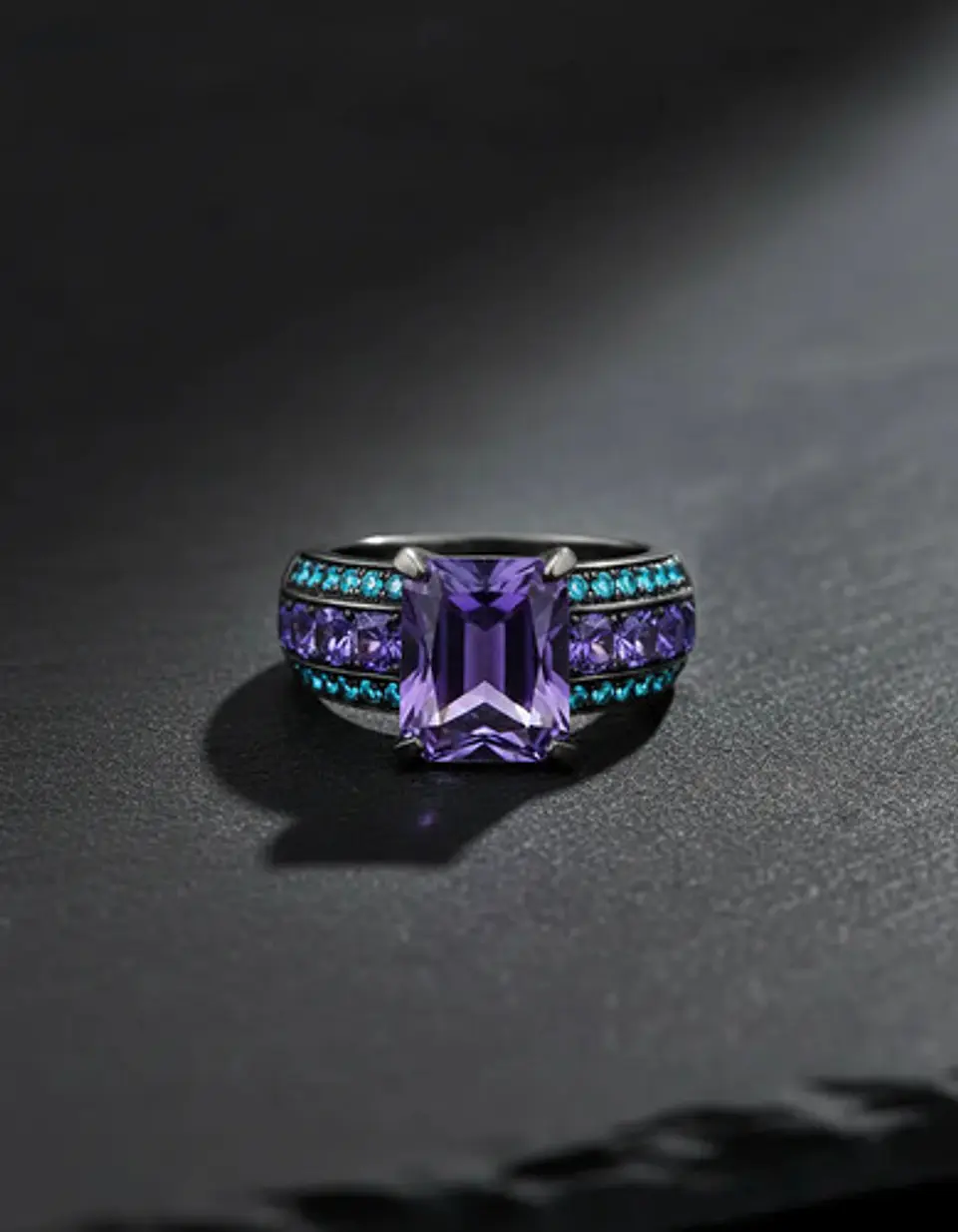 Anillo Vintage Moderno Negro Para Mujeres Con Piedra Lujo 28