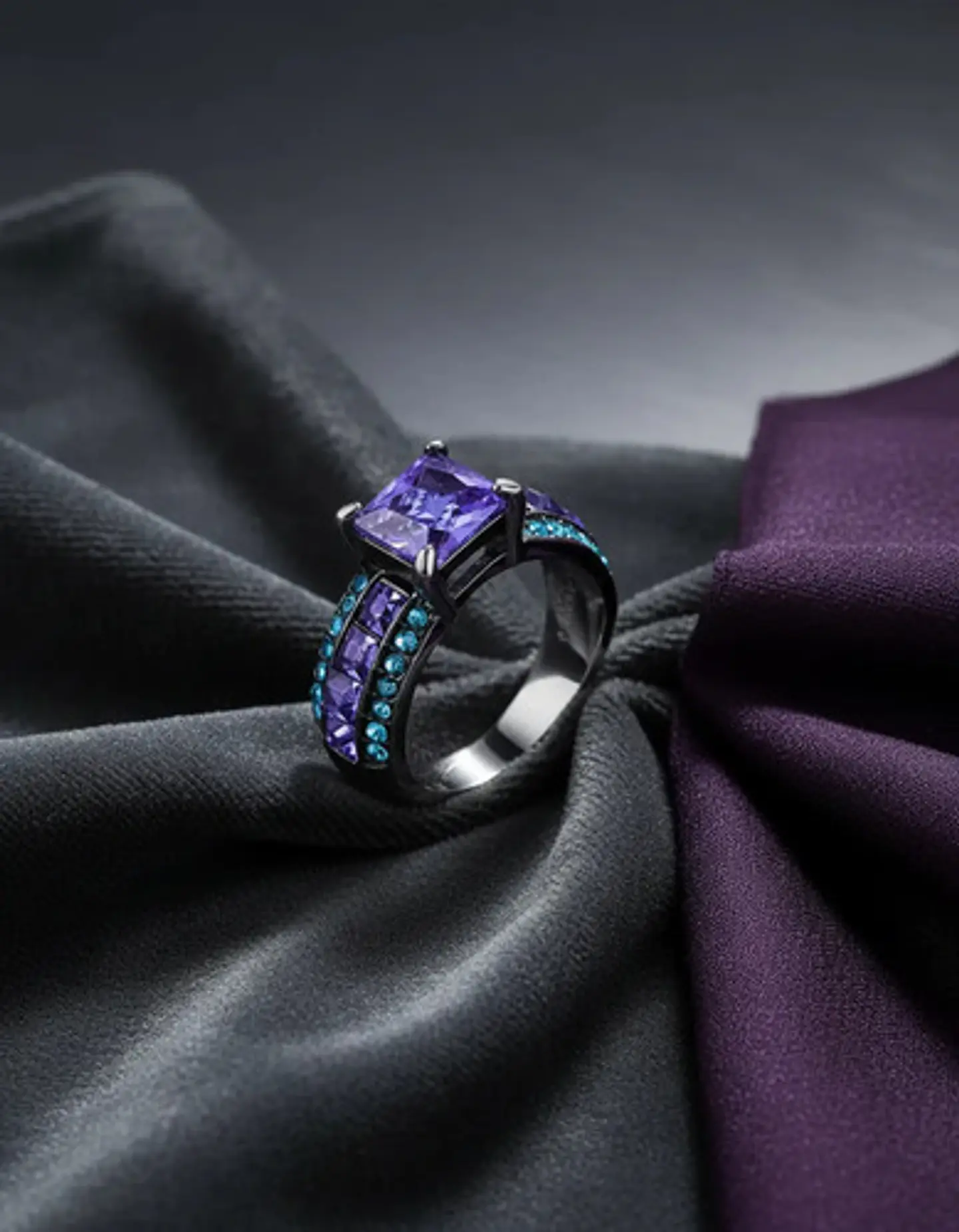 Anillo Vintage Moderno Negro Para Mujeres Con Piedra Lujo 29