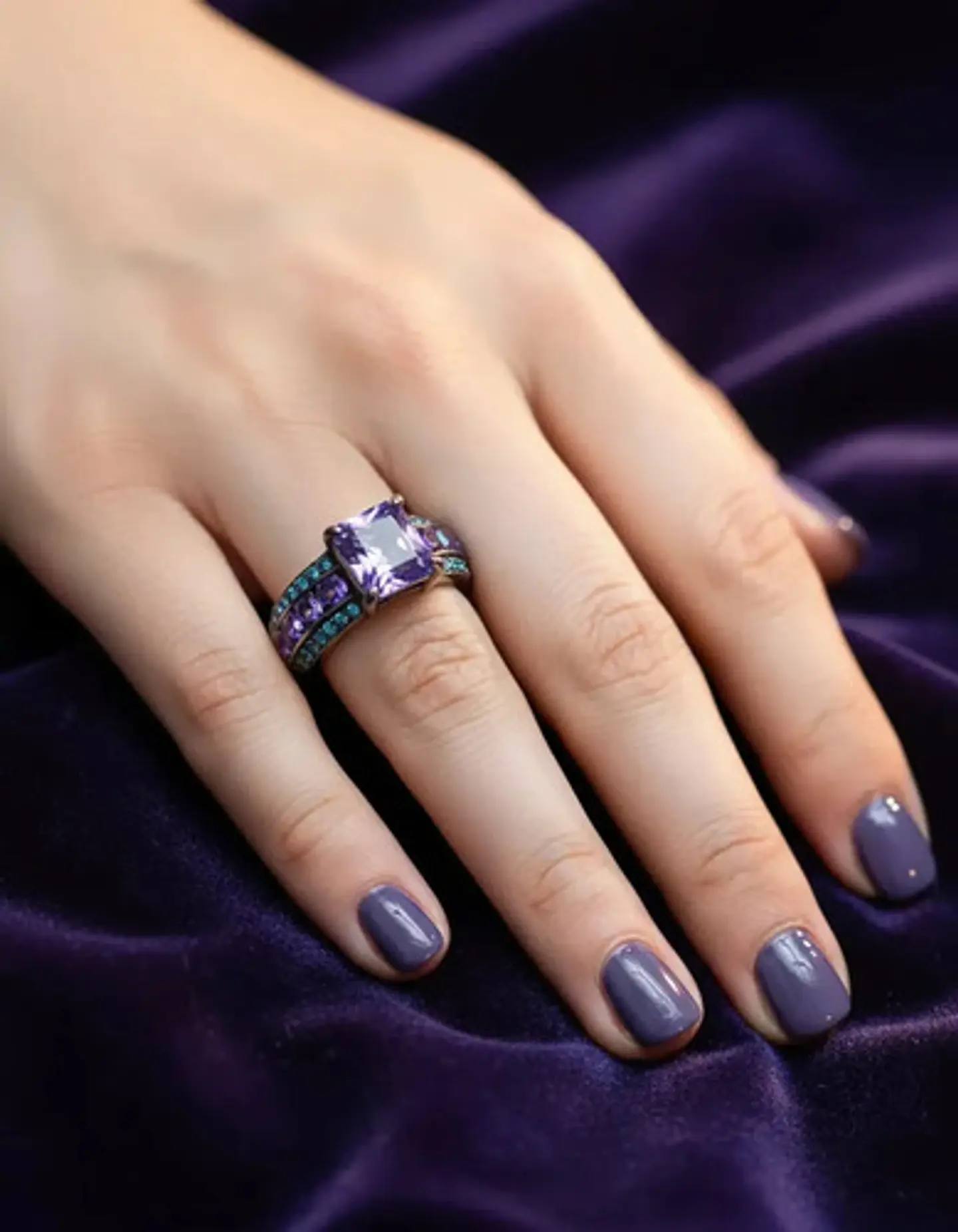 Anillo Vintage Moderno Negro Para Mujeres Con Piedra Lujo 31