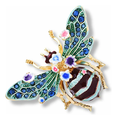Broche De Alfiler Para Mujer Abeja Esmaltada Floral Vintage