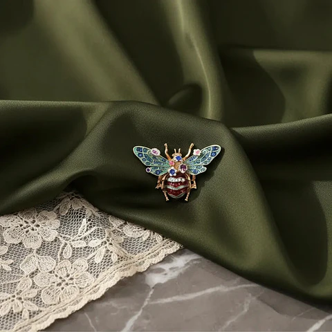 Broche De Alfiler Para Mujer Abeja Esmaltada Floral Vintage