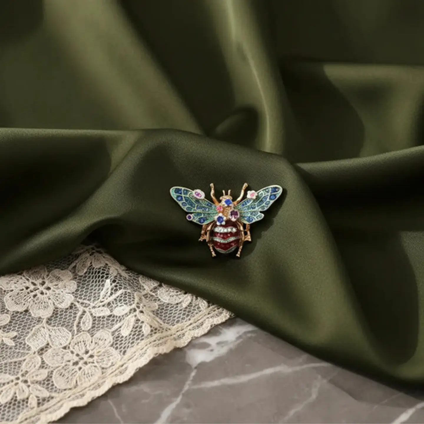 Broche De Alfiler Para Mujer Abeja Esmaltada Floral Vintage 2