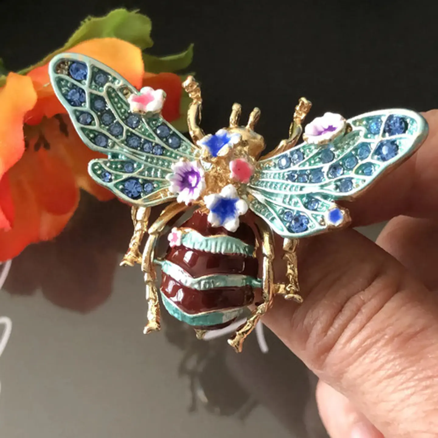 Broche De Alfiler Para Mujer Abeja Esmaltada Floral Vintage 5