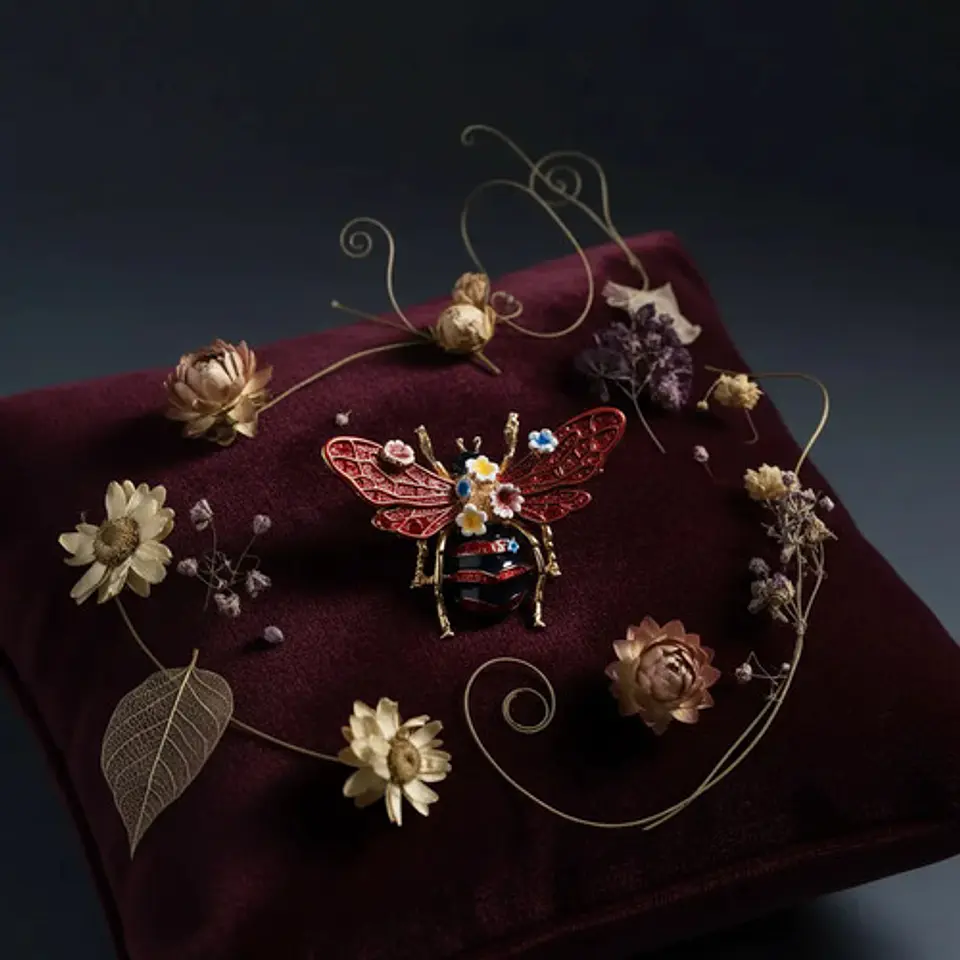 Broche De Alfiler Para Mujer Abeja Esmaltada Floral Vintage 15