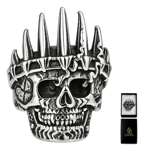 Anillo Para Hombres De Acero Forma De Rey Calavera Cráneo