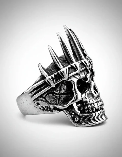 Anillo Para Hombres De Acero Forma De Rey Calavera Cráneo