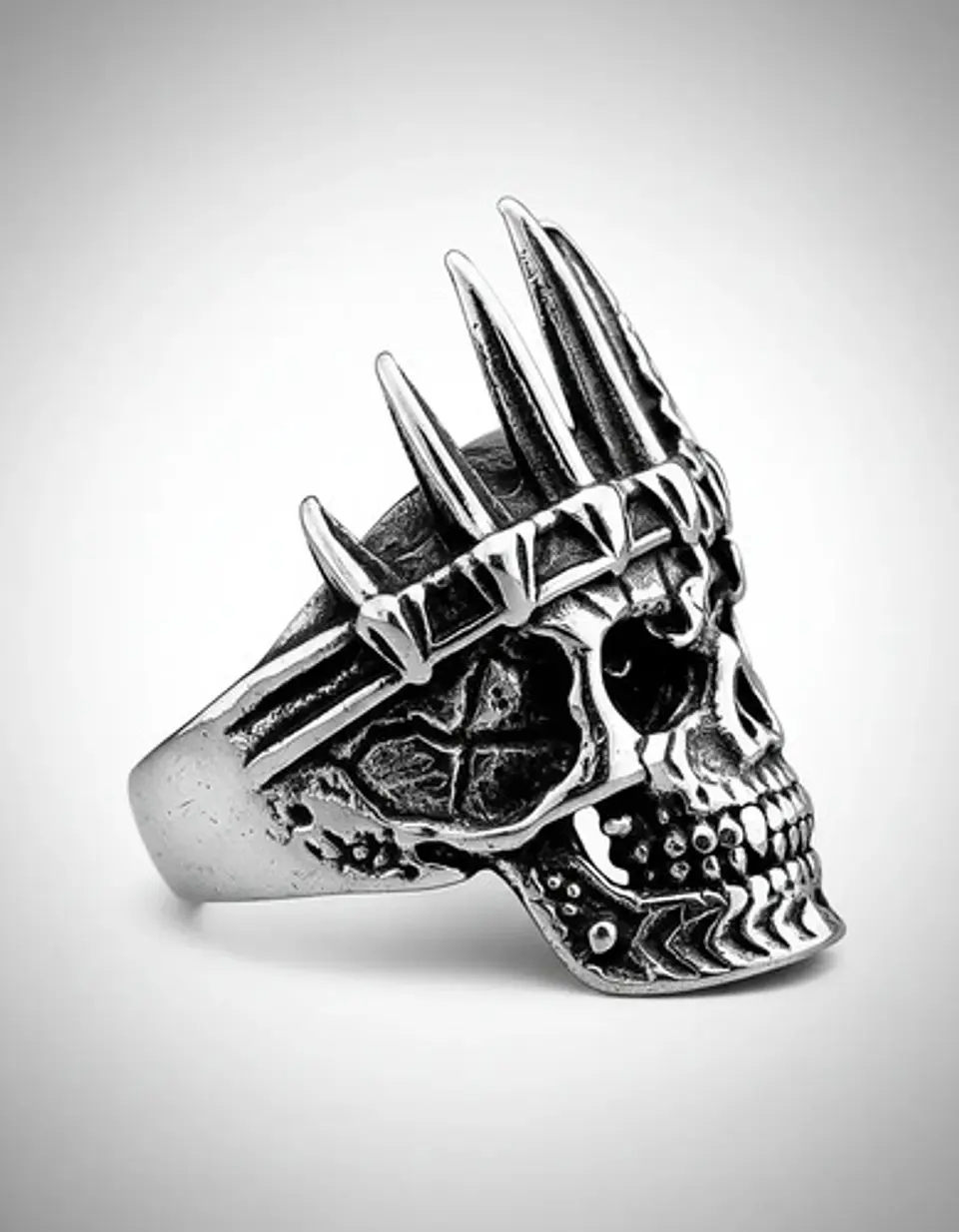 Anillo Para Hombres De Acero Forma De Rey Calavera Cráneo 2