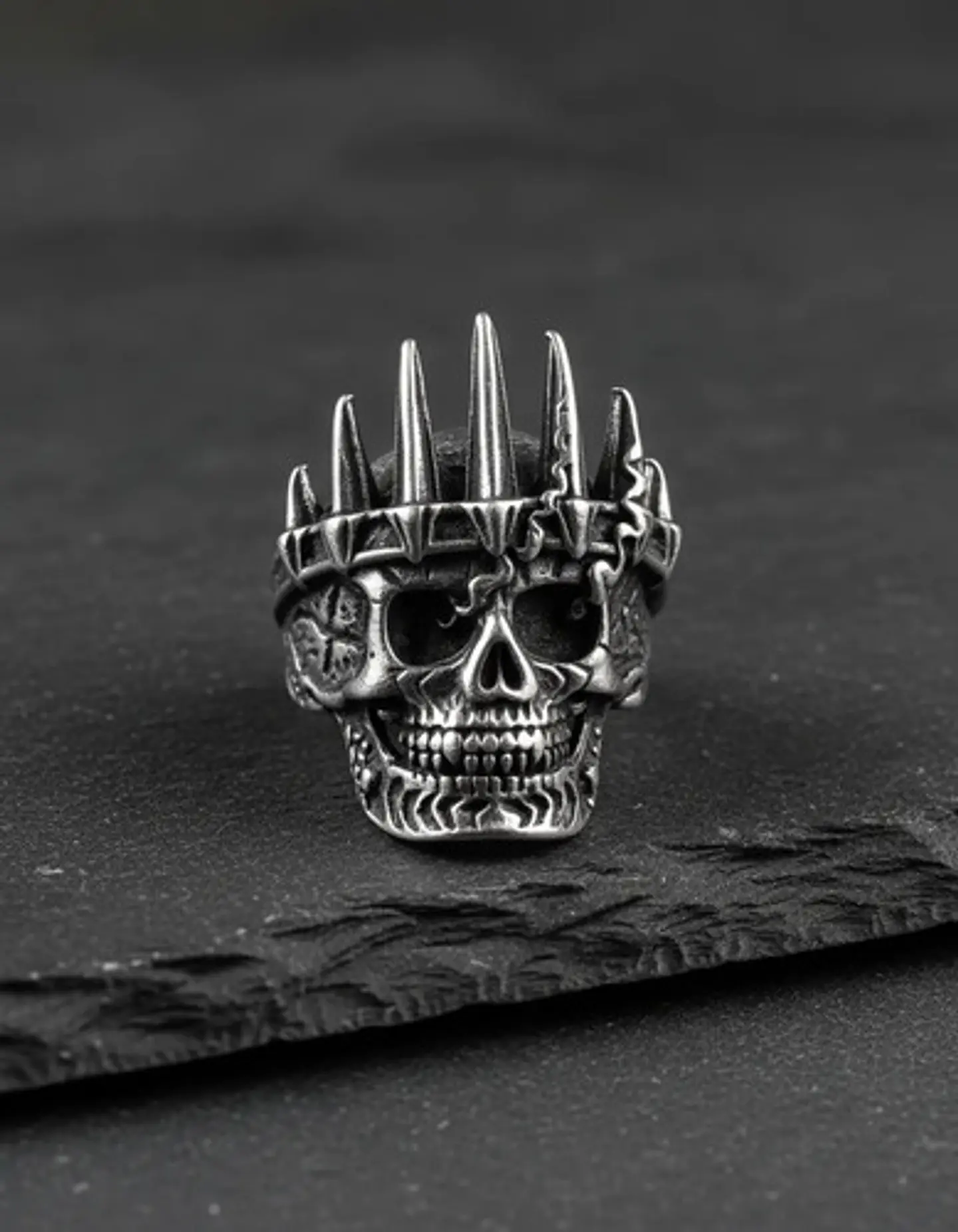 Anillo Para Hombres De Acero Forma De Rey Calavera Cráneo 6