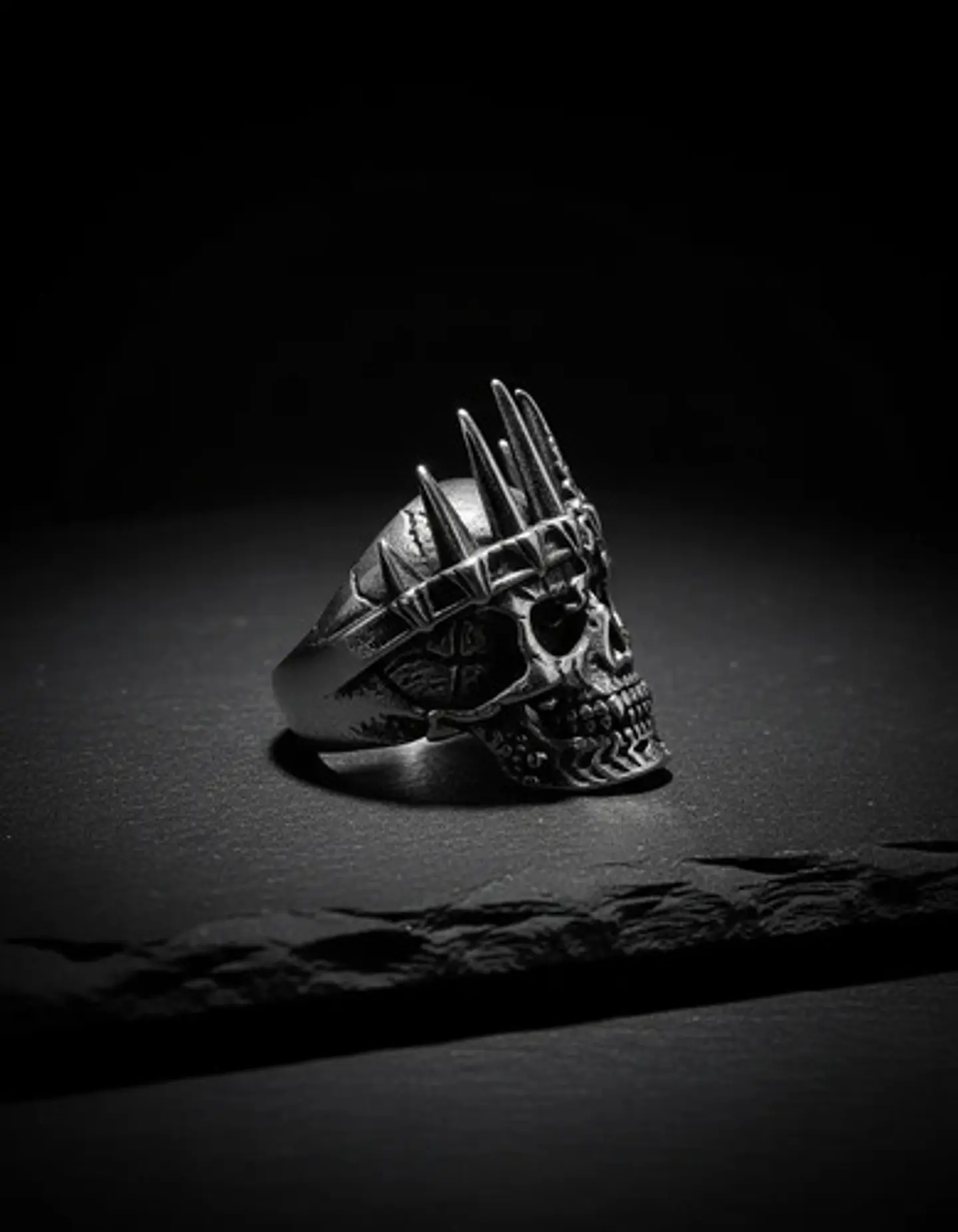 Anillo Para Hombres De Acero Forma De Rey Calavera Cráneo 8