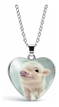 Collar Para Mujer Niña Dije Cabujón Corazón Cerdito Kawaii - Miniatura 1