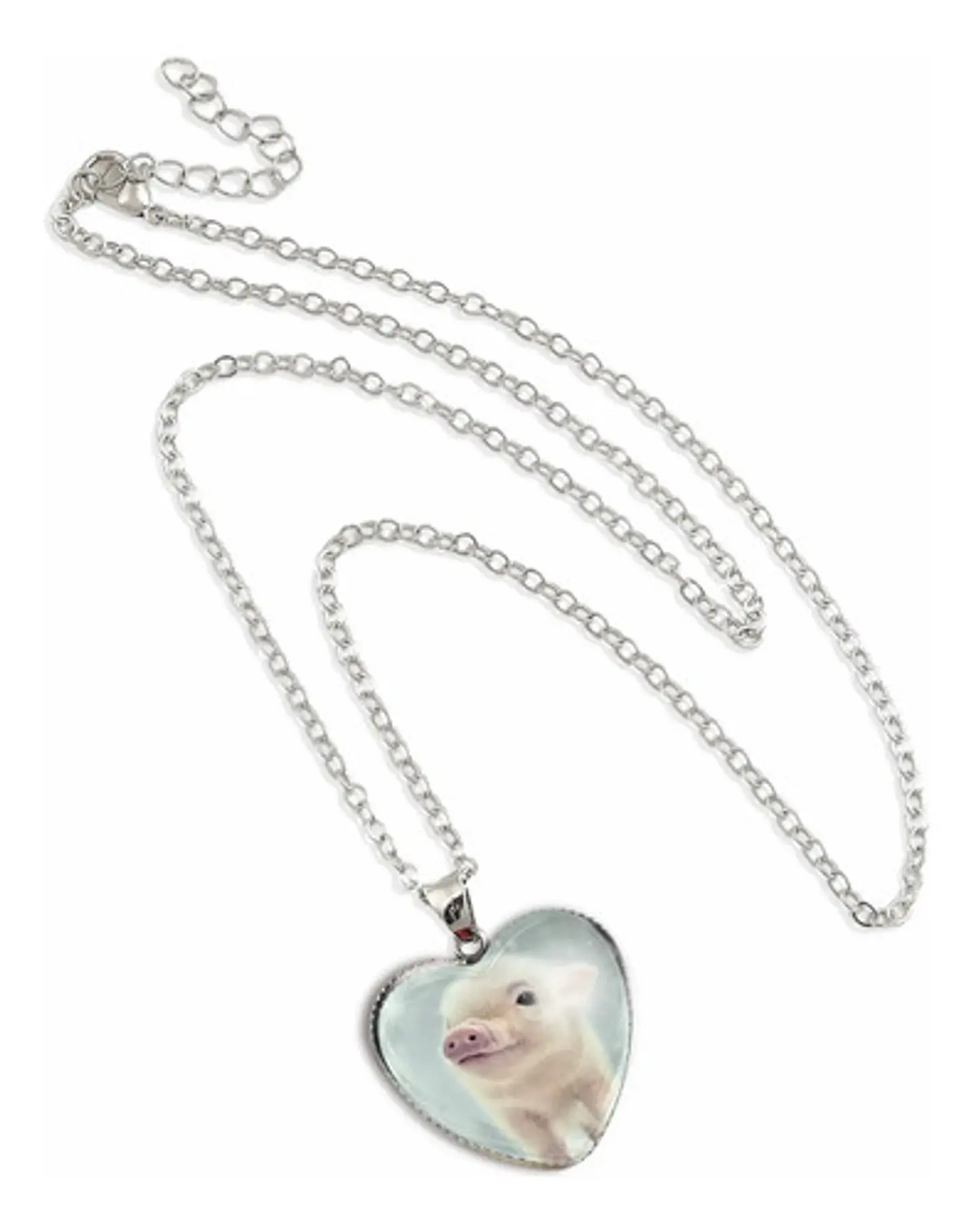 Collar Para Mujer Niña Dije Cabujón Corazón Cerdito Kawaii 2