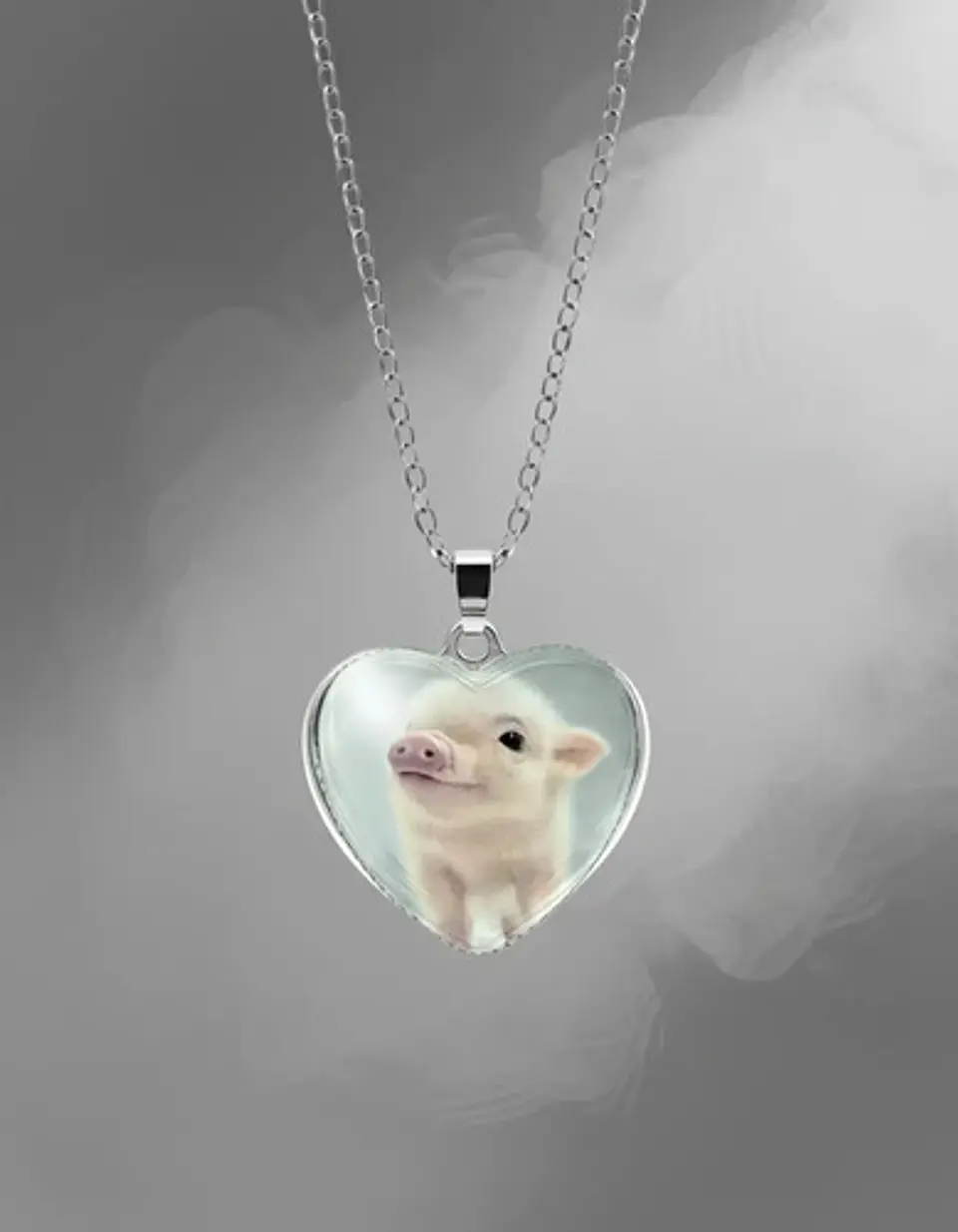 Collar Para Mujer Niña Dije Cabujón Corazón Cerdito Kawaii 6