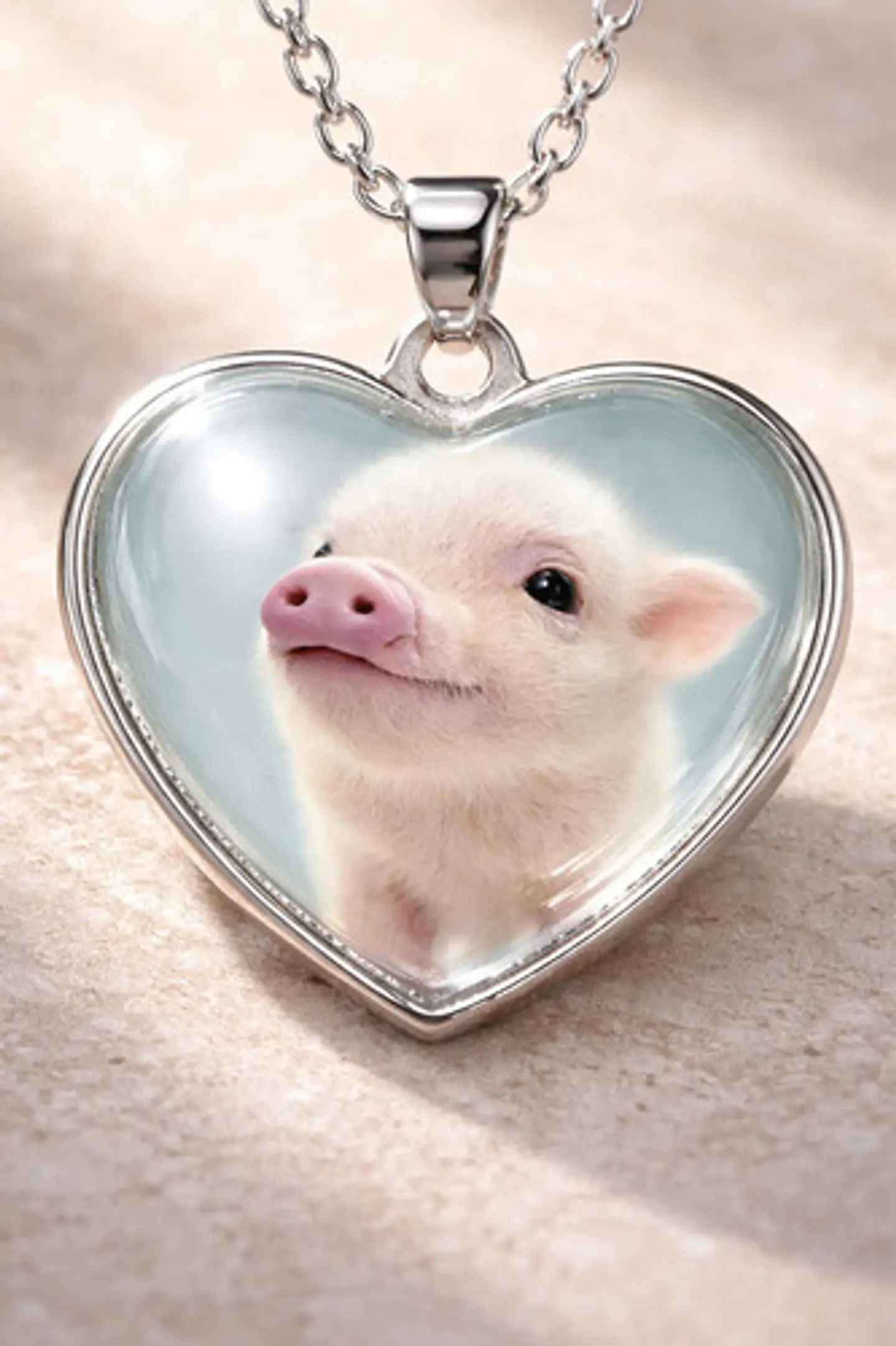 Collar Para Mujer Niña Dije Cabujón Corazón Cerdito Kawaii 9