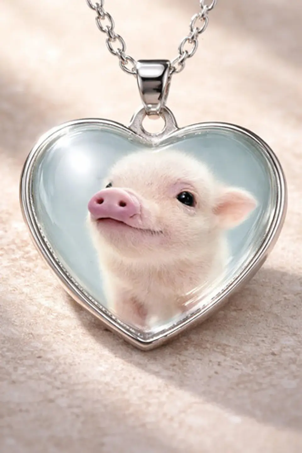 Collar Para Mujer Niña Dije Cabujón Corazón Cerdito Kawaii 9