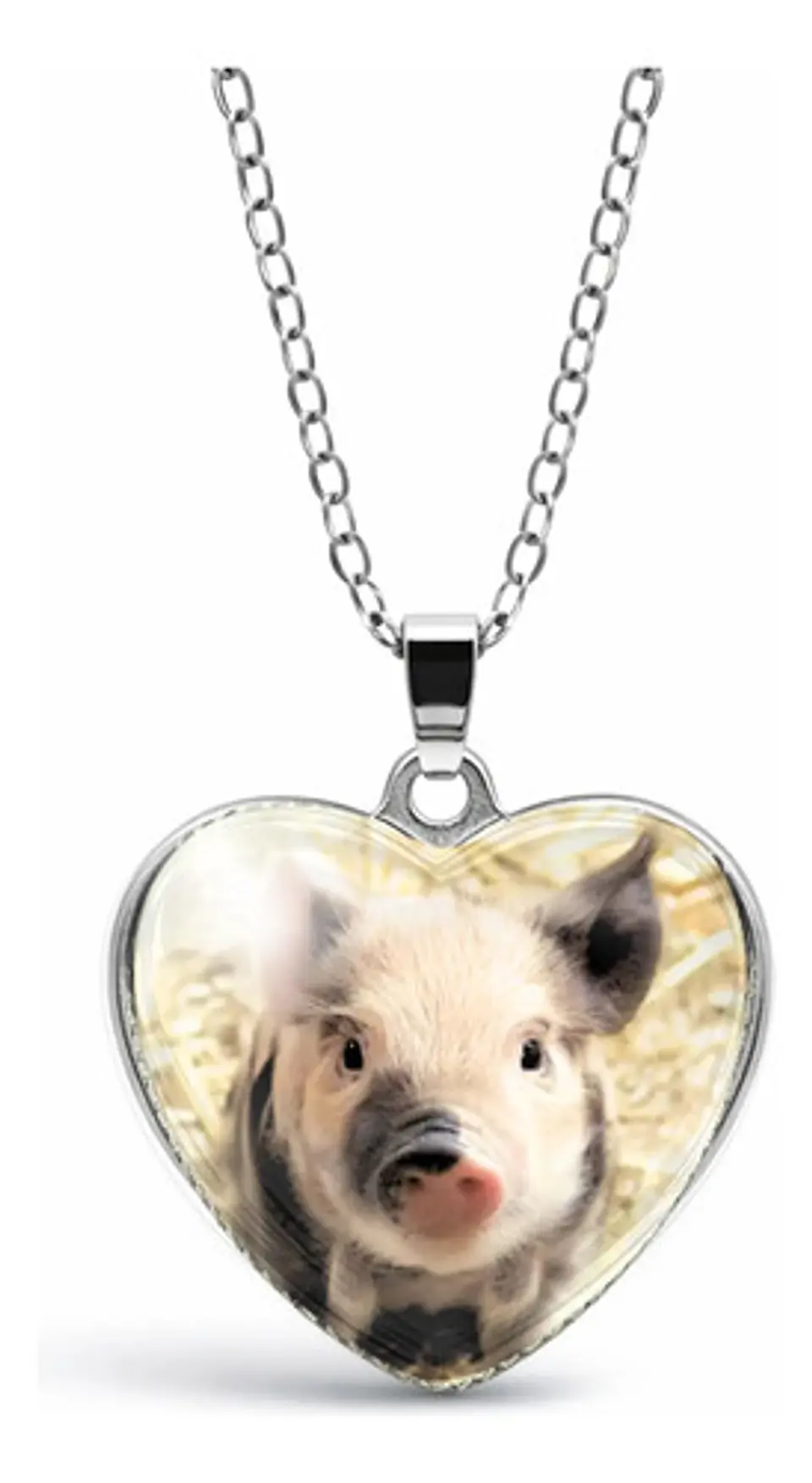 Collar Para Mujer Niña Dije Cabujón Corazón Cerdito Kawaii 10