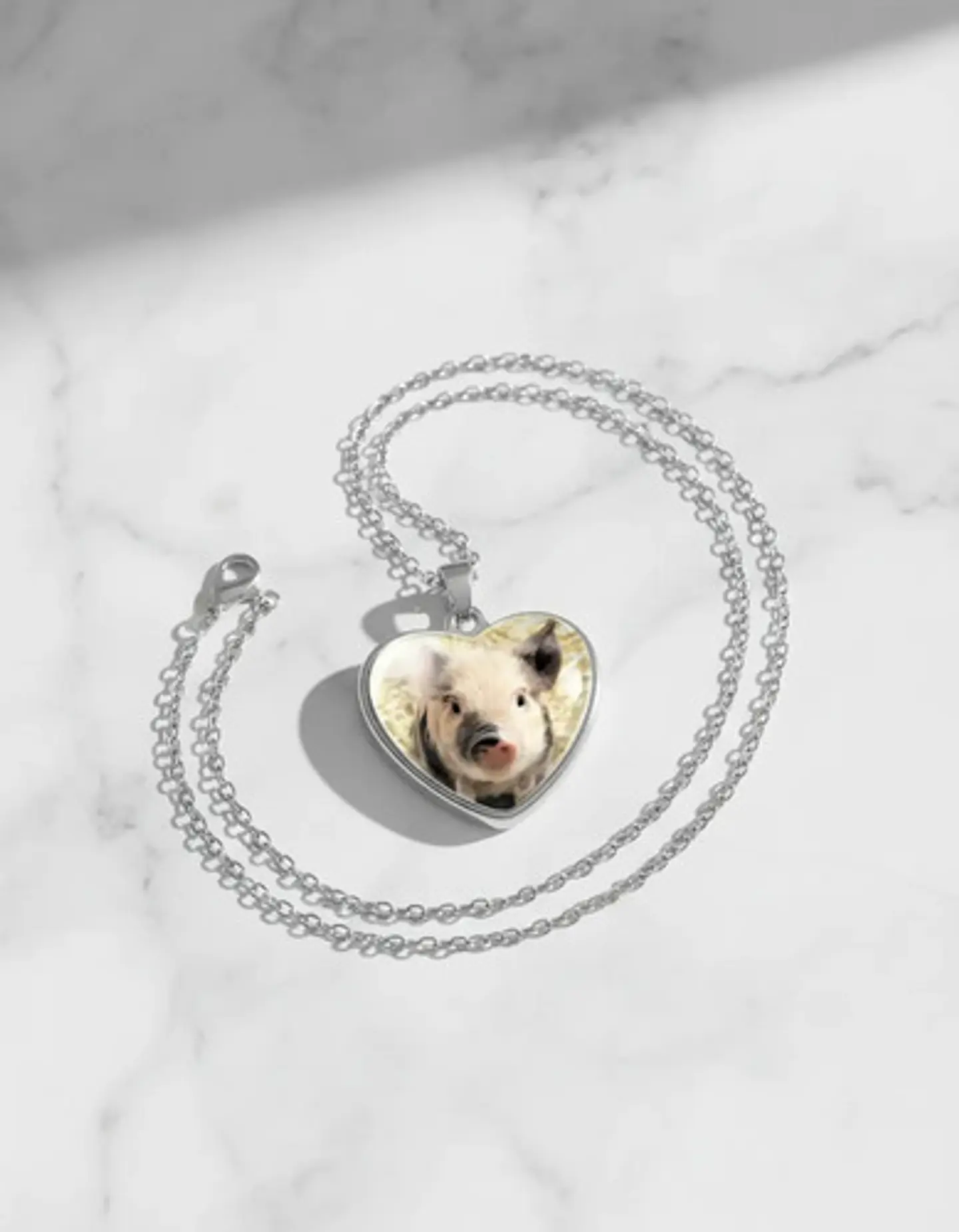 Collar Para Mujer Niña Dije Cabujón Corazón Cerdito Kawaii 13