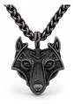 Collar Envejecido Para Hombre Dije Forma Cabeza Lobo Vikingo - Miniatura 1