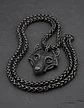 Collar Envejecido Para Hombre Dije Forma Cabeza Lobo Vikingo - Miniatura 3