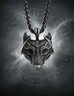Collar Envejecido Para Hombre Dije Forma Cabeza Lobo Vikingo - Miniatura 4