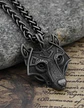 Collar Envejecido Para Hombre Dije Forma Cabeza Lobo Vikingo - Miniatura 5