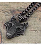 Collar Envejecido Para Hombre Dije Forma Cabeza Lobo Vikingo - Miniatura 6