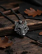 Collar Envejecido Para Hombre Dije Forma Cabeza Lobo Vikingo - Miniatura 8