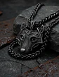 Collar Envejecido Para Hombre Dije Forma Cabeza Lobo Vikingo - Miniatura 9