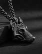 Collar Envejecido Para Hombre Dije Forma Cabeza Lobo Vikingo - Miniatura 10