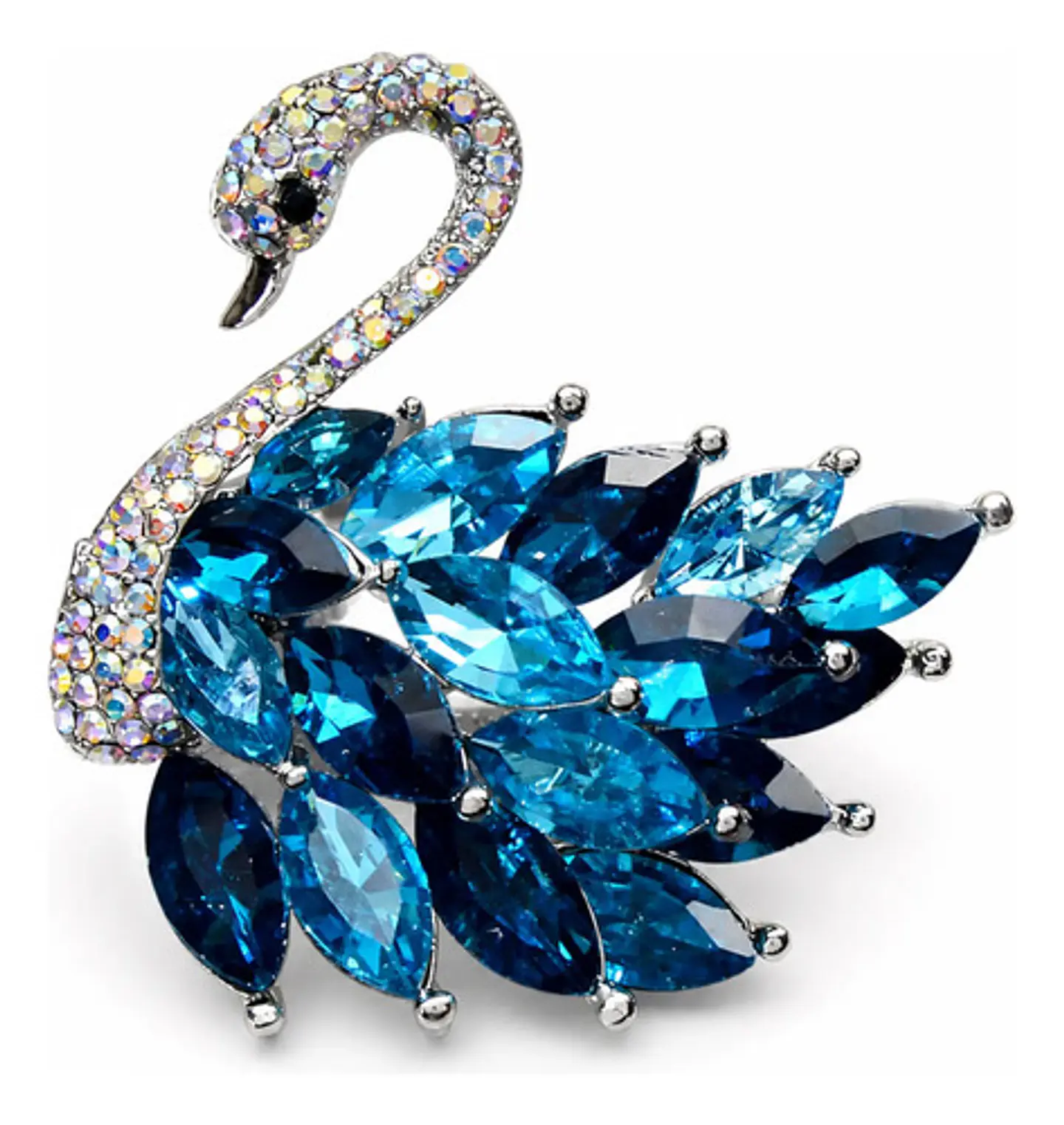 Broche De Alfiler Elegante Para Mujeres Cisne Azul Cristal 1