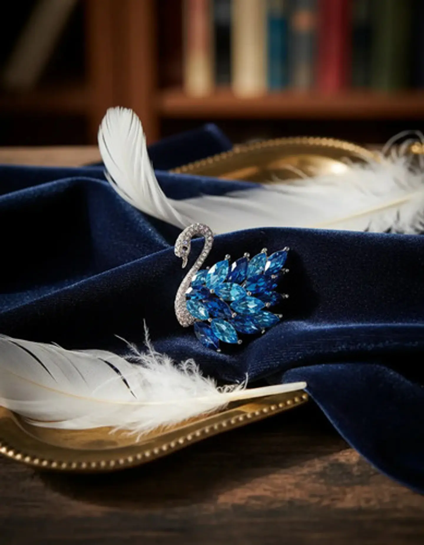 Broche De Alfiler Elegante Para Mujeres Cisne Azul Cristal 6
