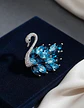 Broche De Alfiler Elegante Para Mujeres Cisne Azul Cristal - Miniatura 7