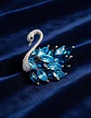 Broche De Alfiler Elegante Para Mujeres Cisne Azul Cristal - Miniatura 8