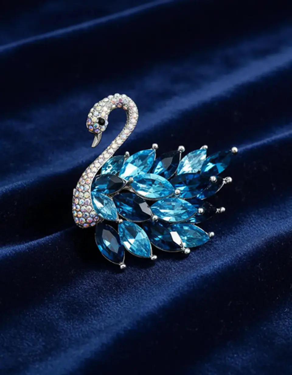 Broche De Alfiler Elegante Para Mujeres Cisne Azul Cristal 8