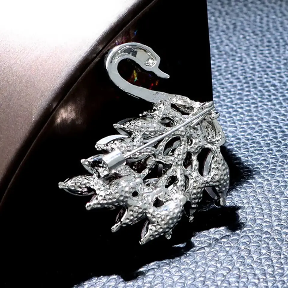 Broche De Alfiler Elegante Para Mujeres Cisne Azul Cristal 10