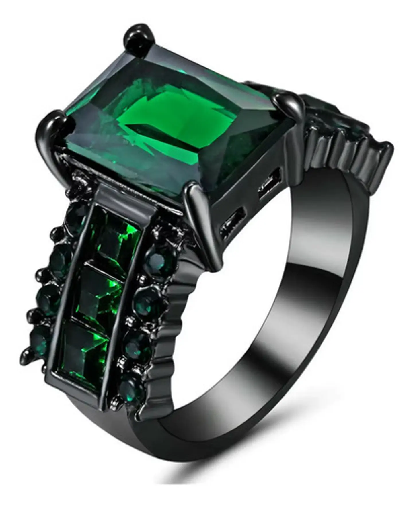 Anillo Vintage Moderno Negro Para Mujeres Con Piedra Cz Lujo 1