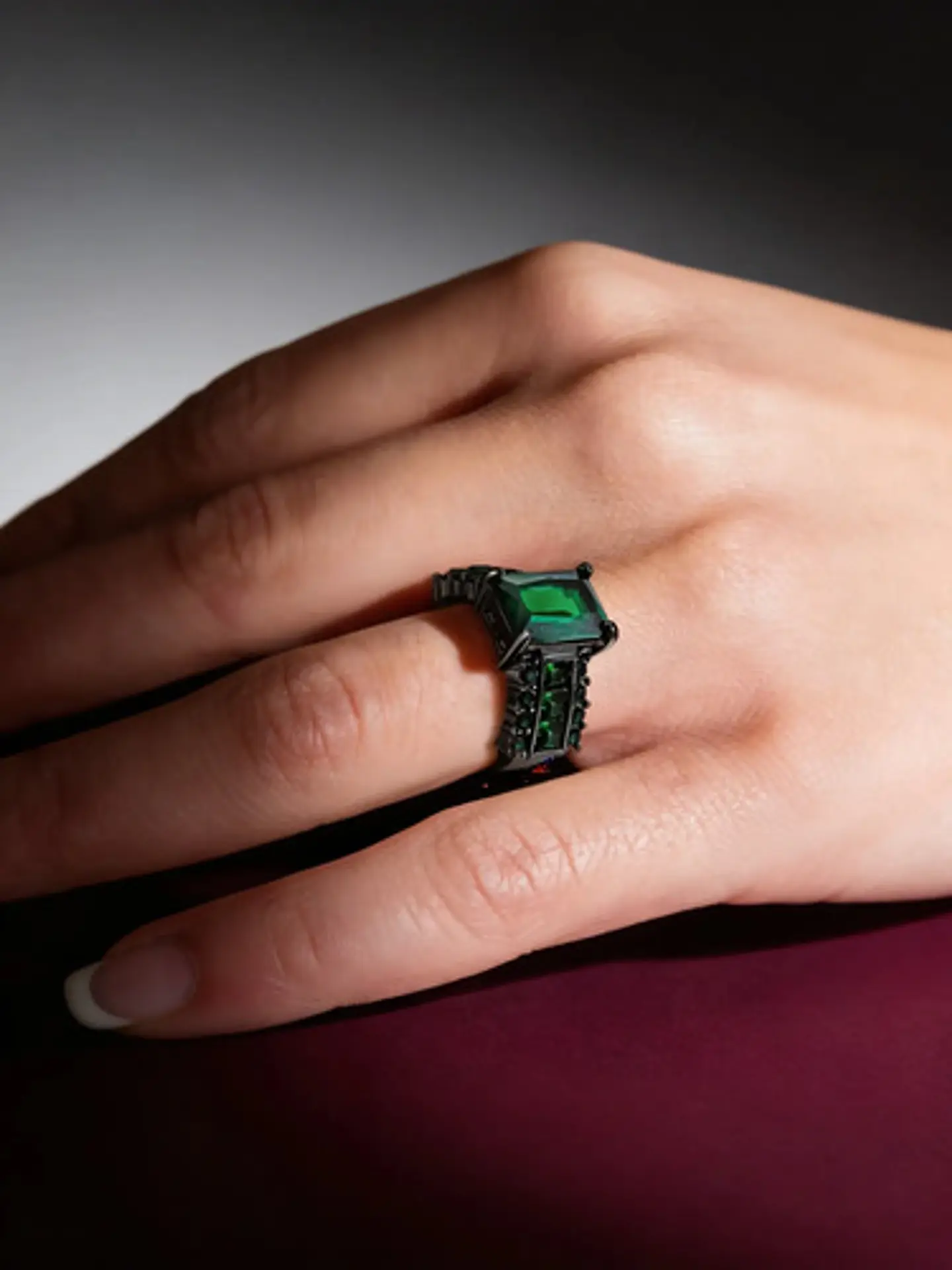 Anillo Vintage Moderno Negro Para Mujeres Con Piedra Cz Lujo 2