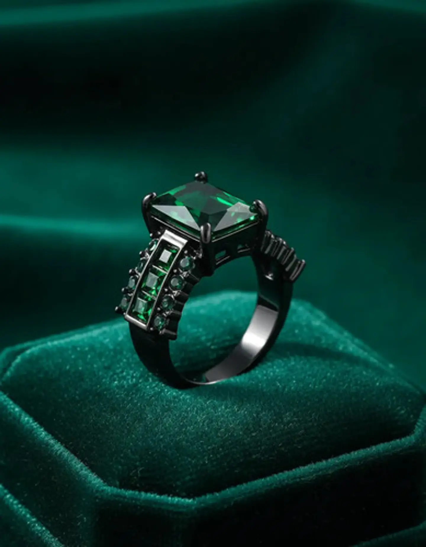 Anillo Vintage Moderno Negro Para Mujeres Con Piedra Cz Lujo 5