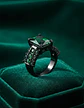 Anillo Vintage Moderno Negro Para Mujeres Con Piedra Cz Lujo - Miniatura 5