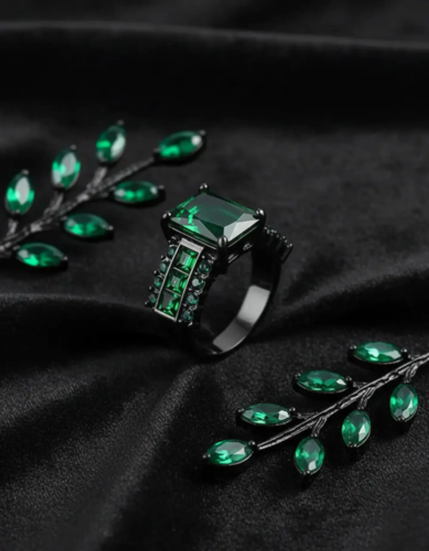 Anillo Vintage Moderno Negro Para Mujeres Con Piedra Cz Lujo 7