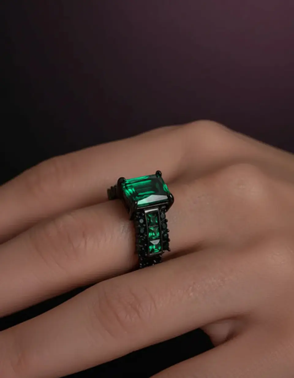 Anillo Vintage Moderno Negro Para Mujeres Con Piedra Cz Lujo 8