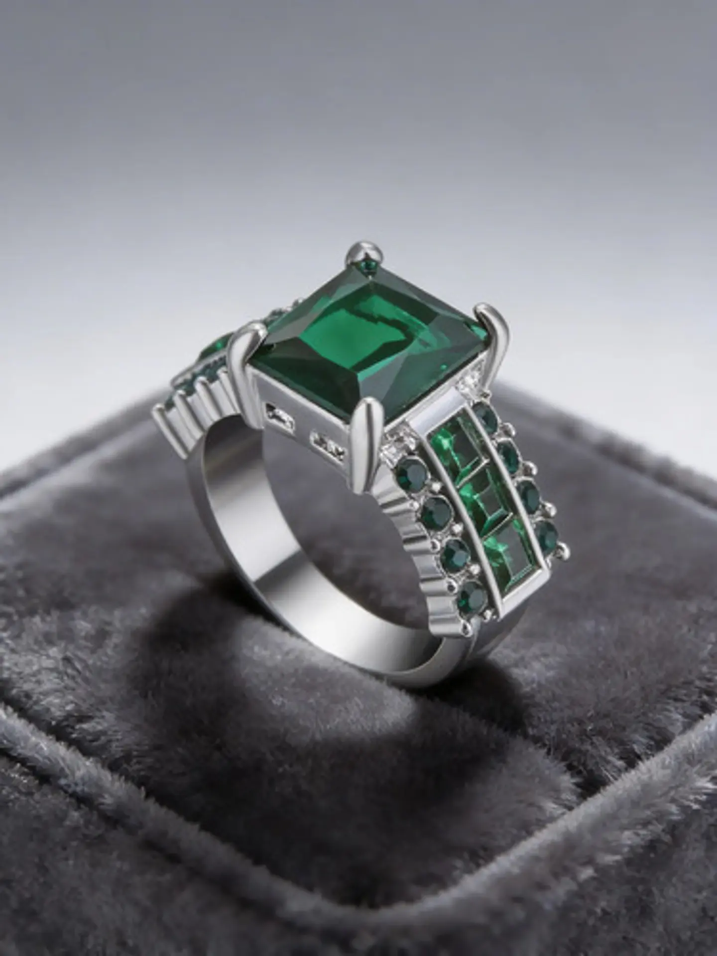 Anillo Vintage Moderno Negro Para Mujeres Con Piedra Cz Lujo 12