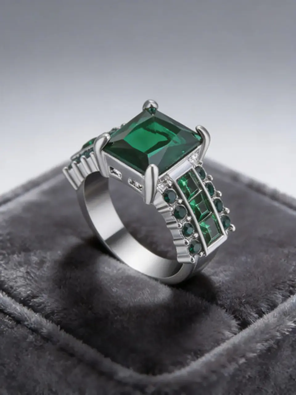 Anillo Vintage Moderno Negro Para Mujeres Con Piedra Cz Lujo 12