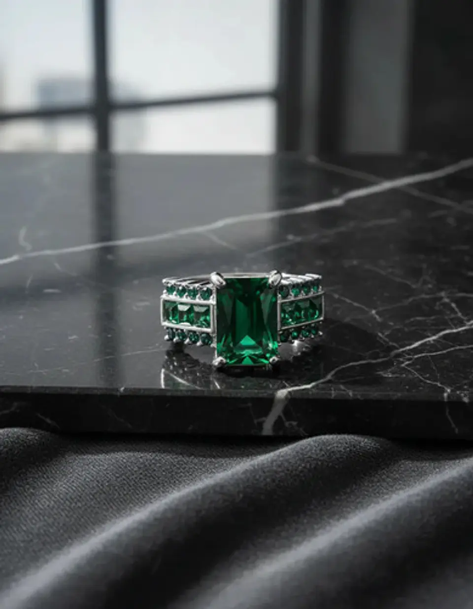 Anillo Vintage Moderno Negro Para Mujeres Con Piedra Cz Lujo 13